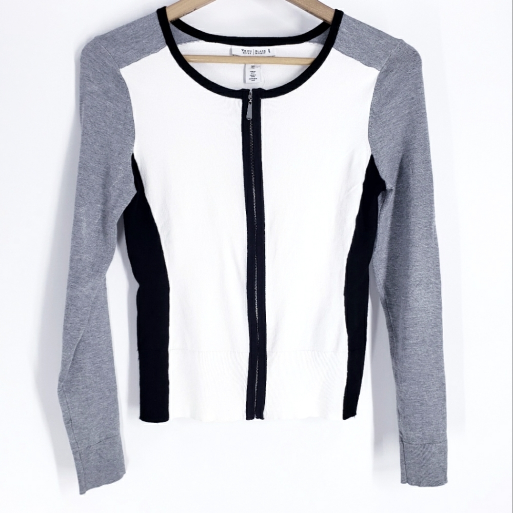 WHBM Color Block Zip Cardigan NEW Size XS